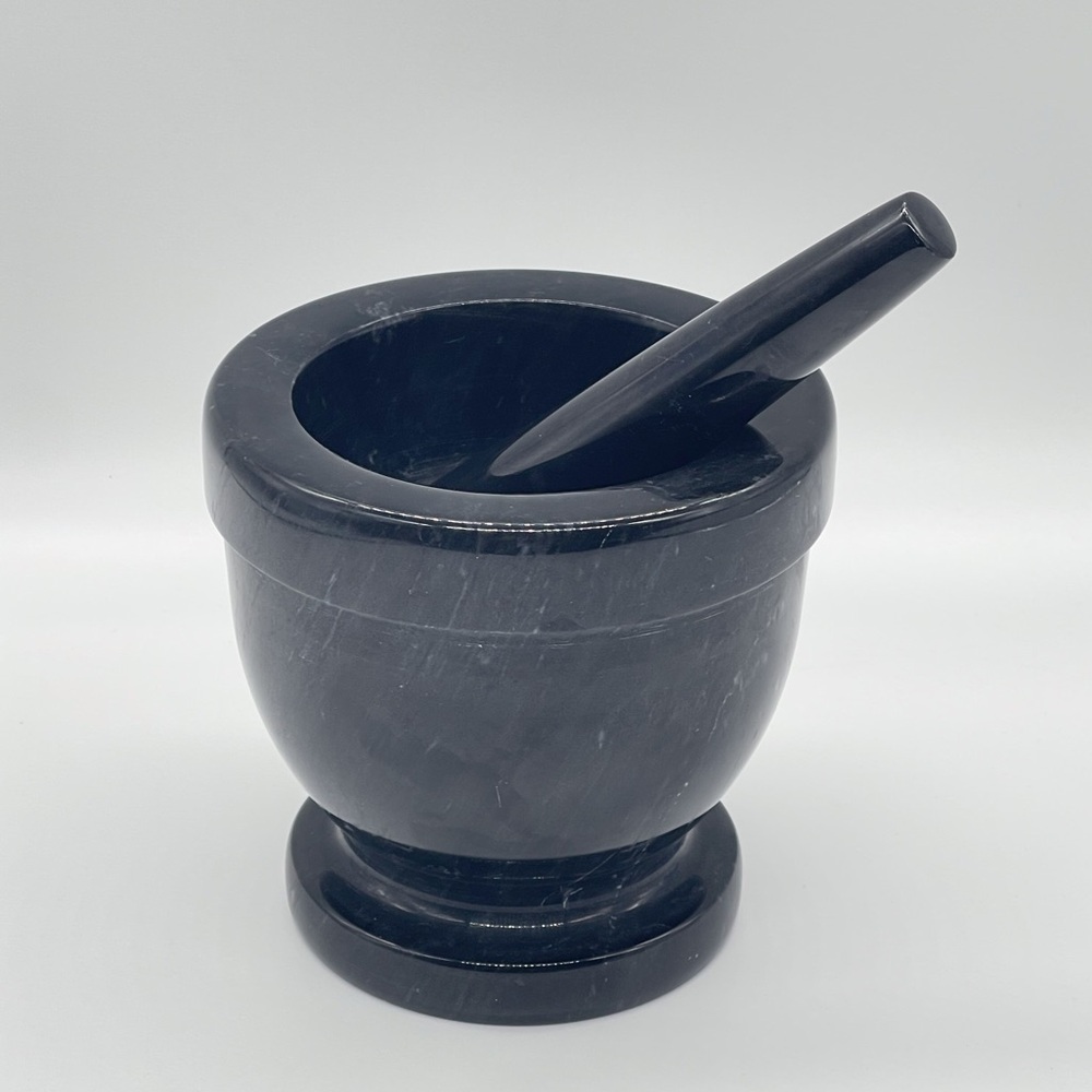Creative Home Natural Black Marble Mortar and Pestle.